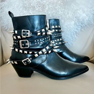 Killstar Callista Spiked Studded Black Motorcycle Boots Booties 10